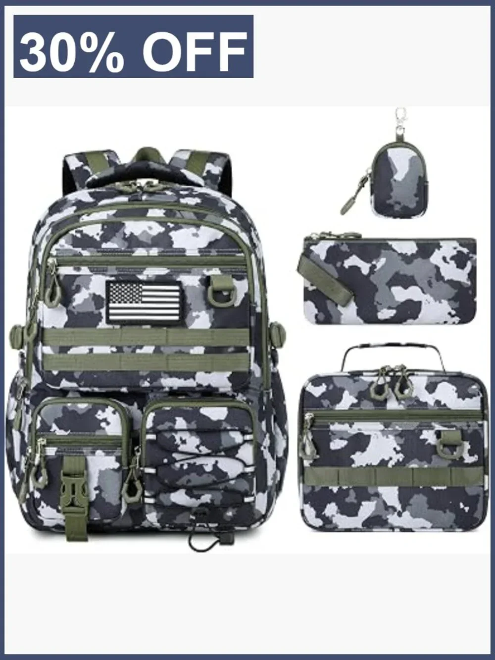 Tactical Military Camo Backpack for Teens Men, Waterproof 15.6